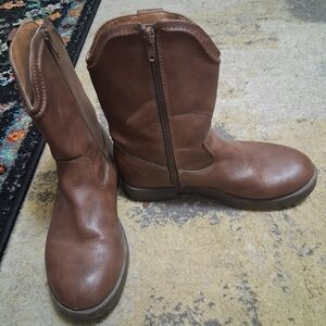 Brown Leather Boots with Zipper